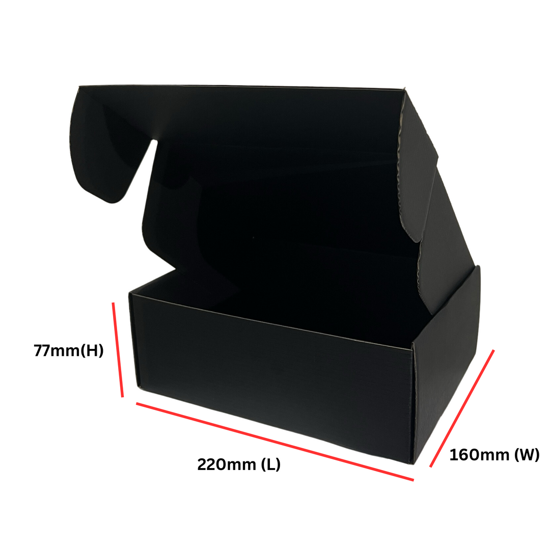 Premium-Quality Full Black Mailing Boxes 220 x 160 x 77mm