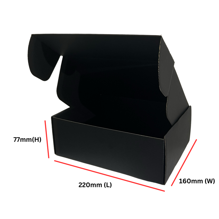 Premium-Quality Full Black Mailing Boxes 220 x 160 x 77mm
