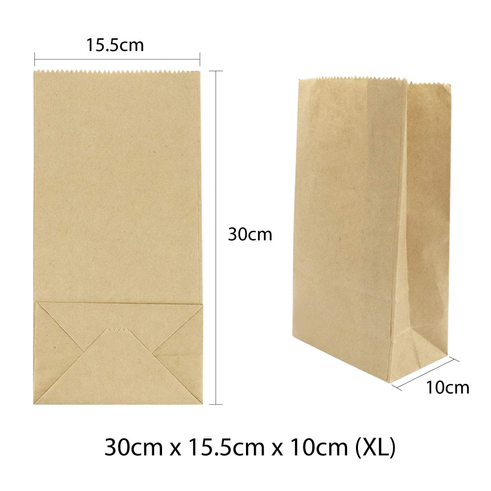 30 x 15.5 x 10cm X-Large Brown Kraft Paper Bags