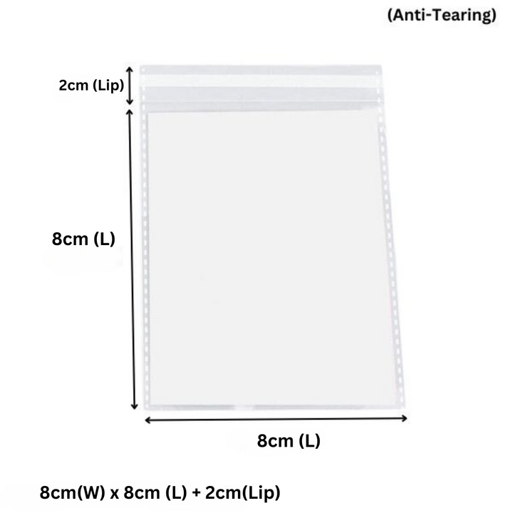 Wholesale Pack of 10,000 - 80 x 80mm + 20mm Lip OPP Resealable Plastic Bags – Crystal Clear & Food-Safe