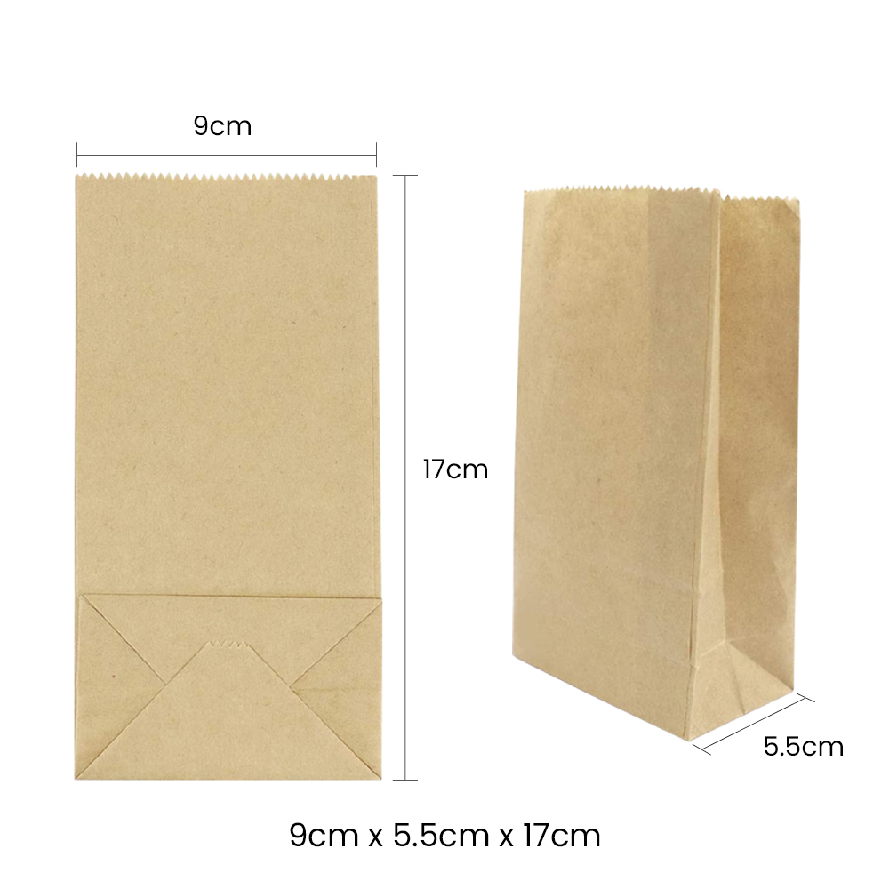 17 x 9 x 5.5cm Mini Brown Kraft Paper Bags