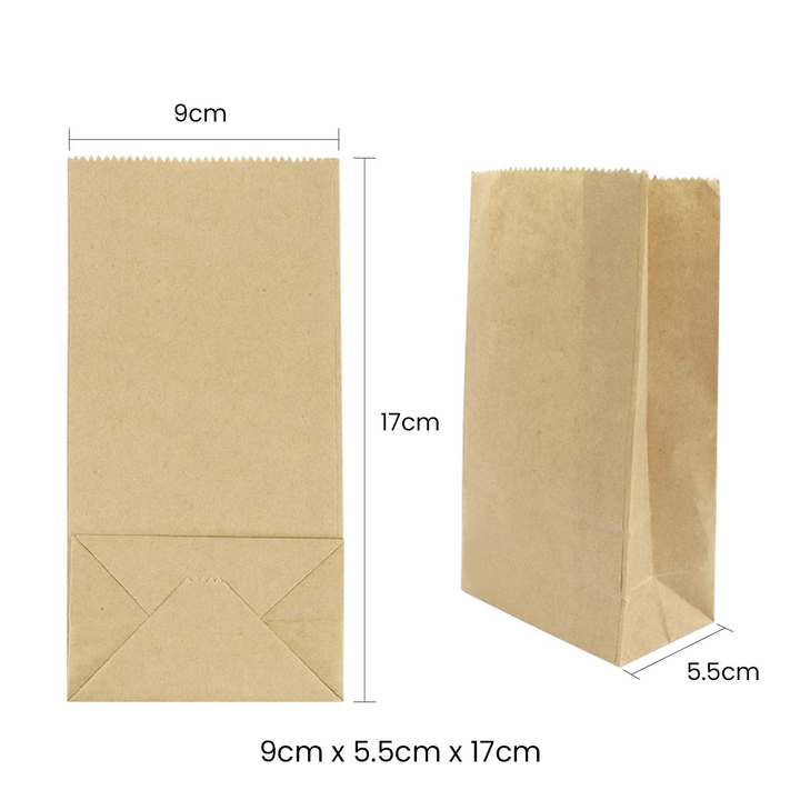 17 x 9 x 5.5cm Mini Brown Kraft Paper Bags