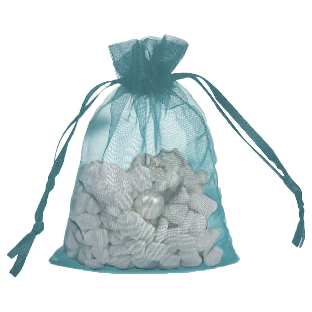Aqua Organza Sheer Gift Bags