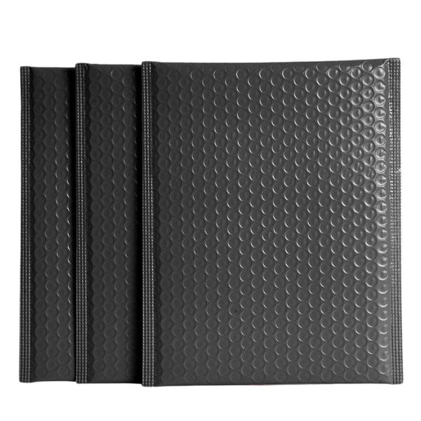 Black Cushioned Poly Bubble Mailer Envelopes with Self-Sealing Closure