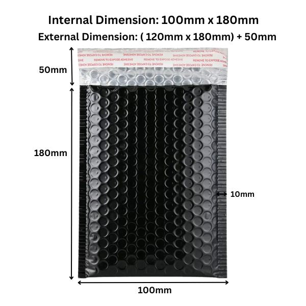 Black Cushioned Poly Bubble Mailer Envelopes with Self-Sealing Closure