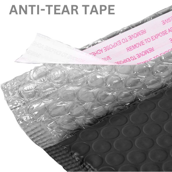 Black Cushioned Poly Bubble Mailer Envelopes with Self-Sealing Closure