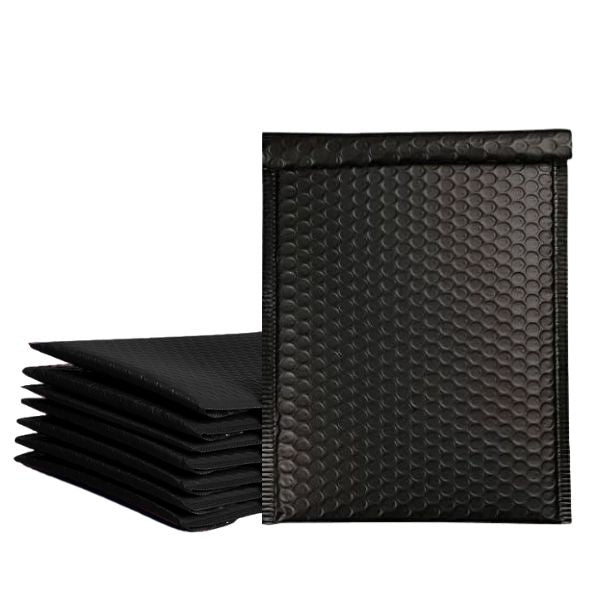 Black Cushioned Poly Bubble Mailer Envelopes with Self-Sealing Closure
