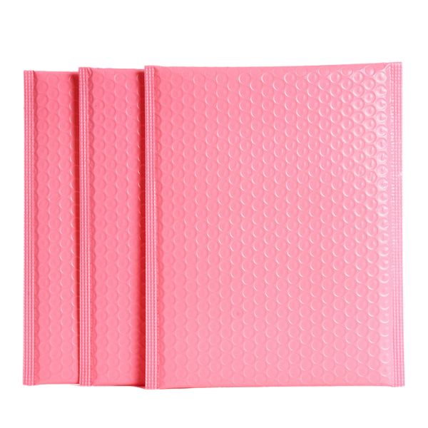 Pink Cushioned Poly Bubble Mailer Envelopes with Self-Sealing Closure