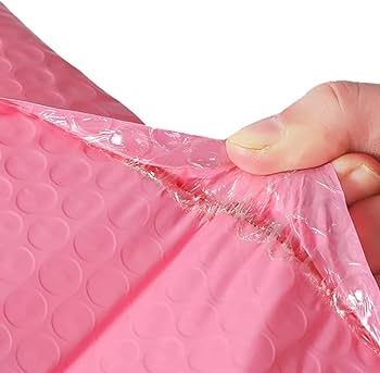 Pink Cushioned Poly Bubble Mailer Envelopes with Self-Sealing Closure