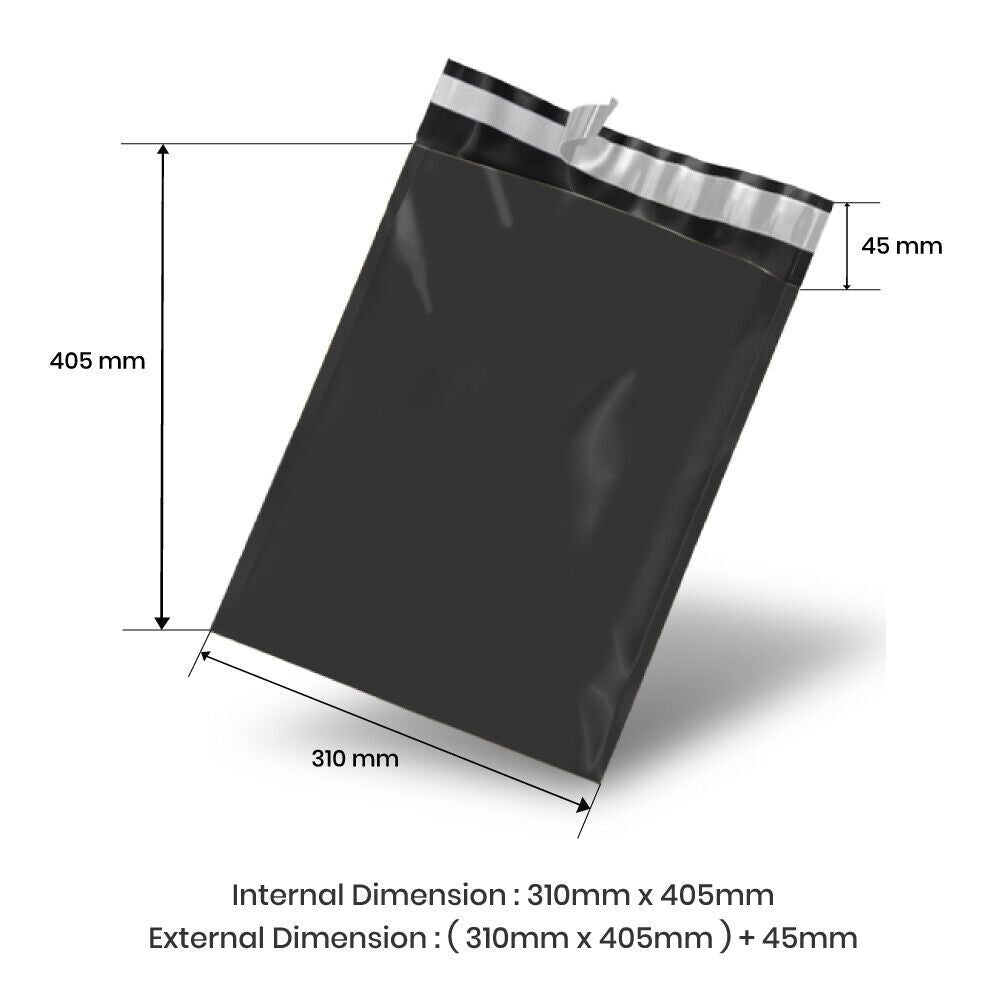 310mm x 405mm + 45mm Poly Mailing Courier Satchel Black