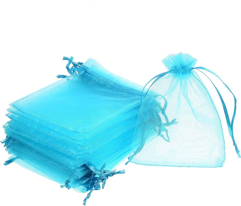 Aqua Organza Sheer Gift Bags