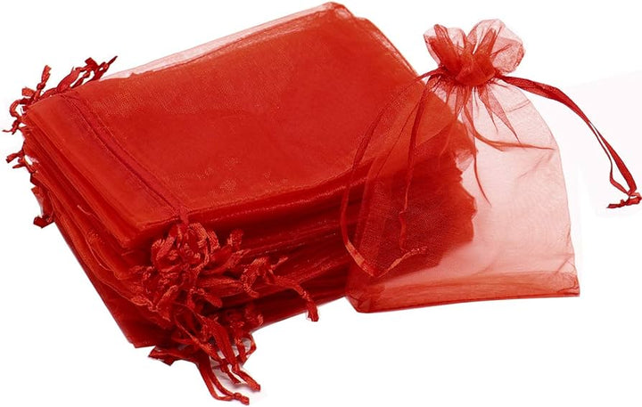 Red Organza Sheer Bags