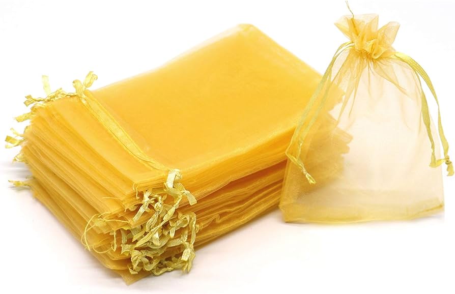 Yellow Organza Sheer Gift Bags