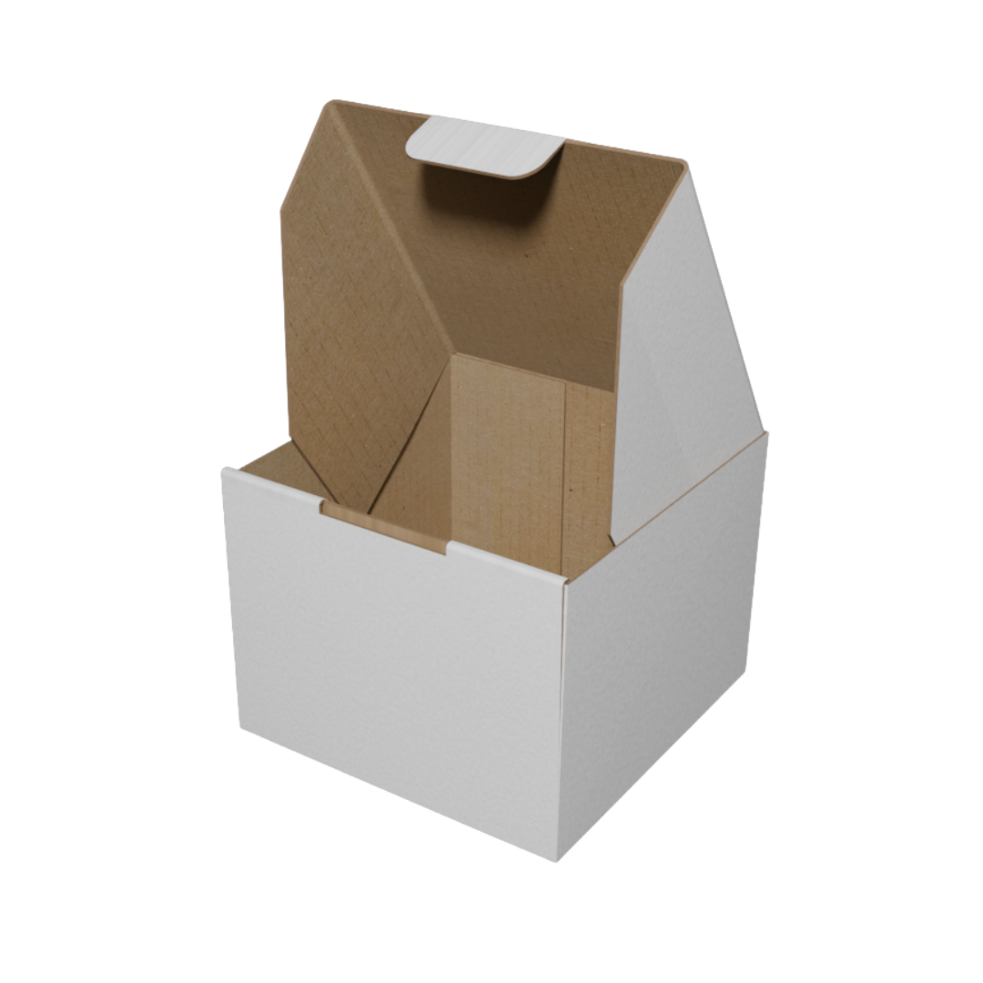 200 x 200 x 150mm White Corrugated Die Cut Mailing Box | Self-Locking, Flat-Pack, Eco-Friendly