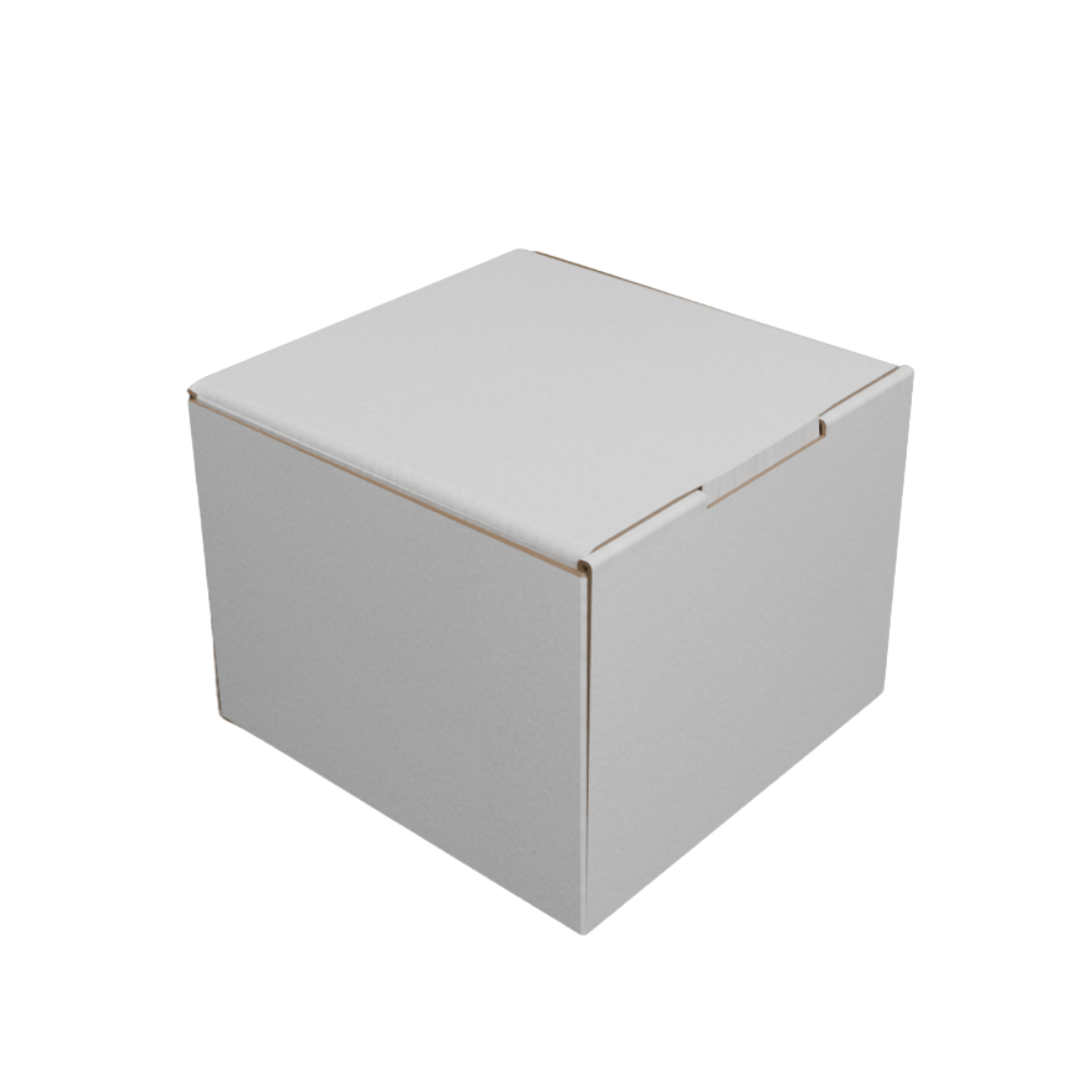 200 x 200 x 150mm White Corrugated Die Cut Mailing Box | Self-Locking, Flat-Pack, Eco-Friendly