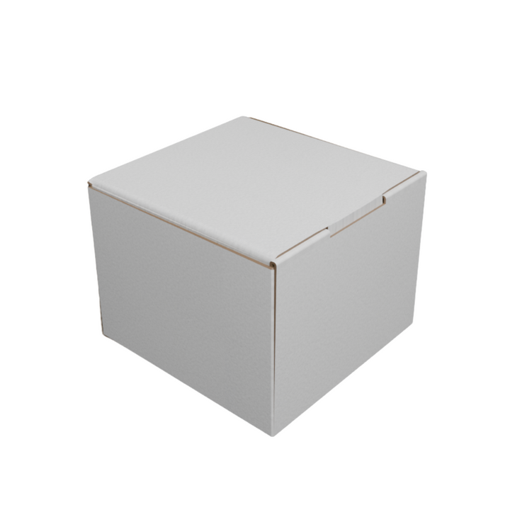 200 x 200 x 150mm White Corrugated Die Cut Mailing Box | Self-Locking, Flat-Pack, Eco-Friendly