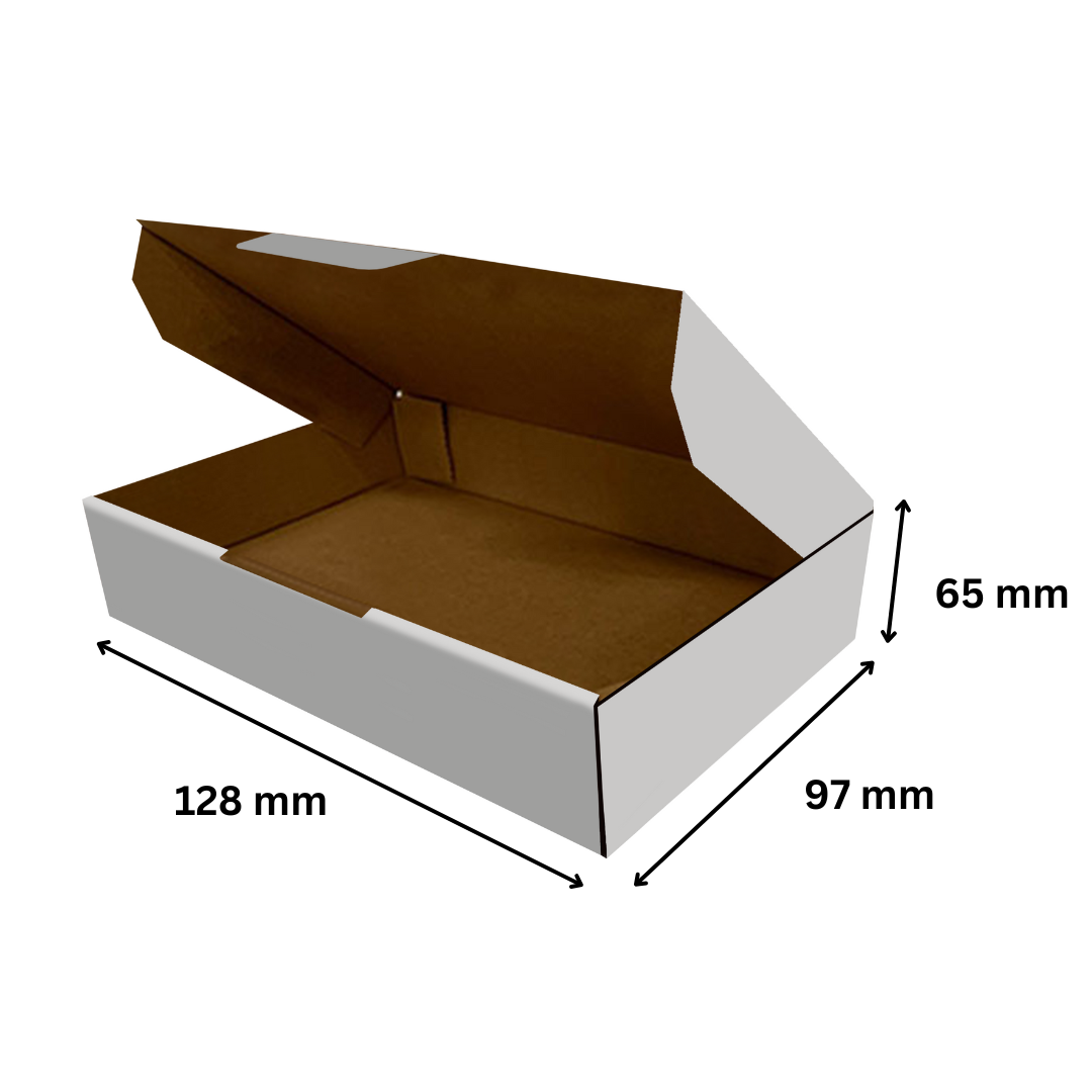 128 x 97 x 65mm Die Cut Mailing Shipping Packing Cardboard Boxes White