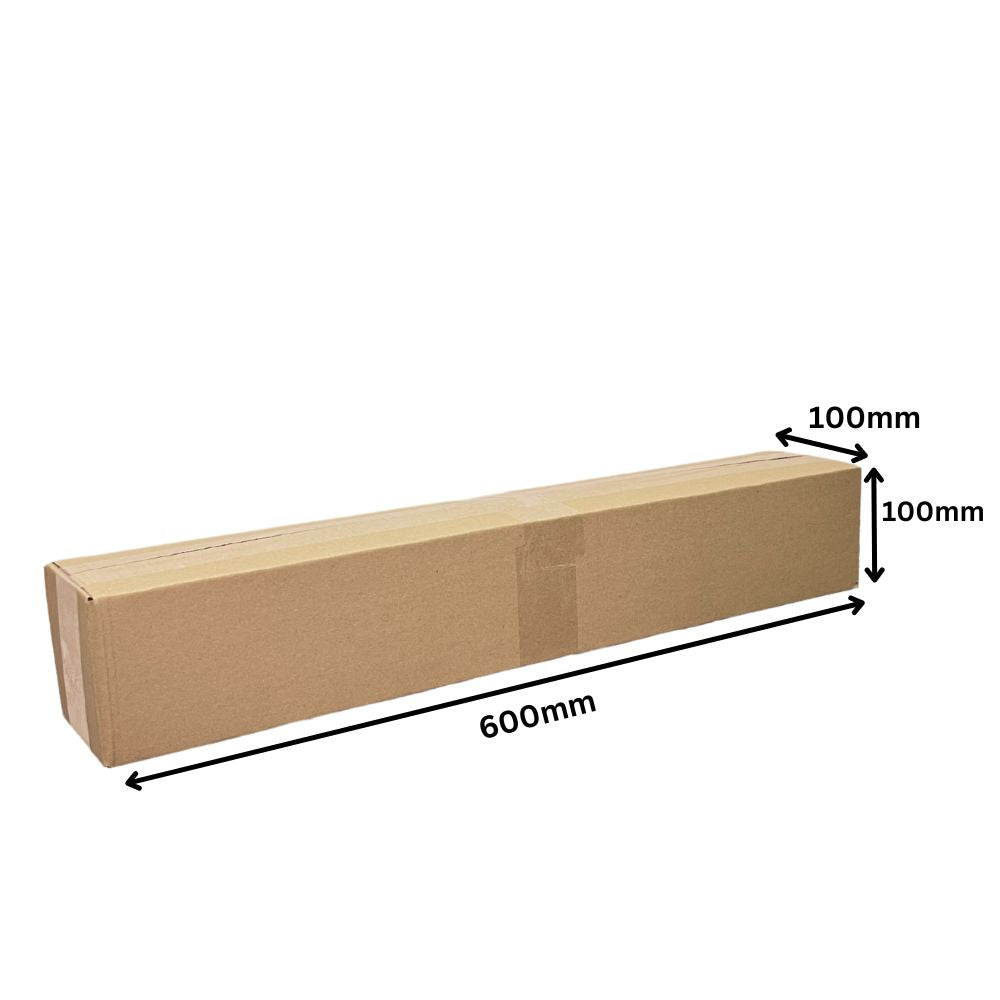 Long Slotted Brown Shipping Boxes 600 x 100 x 100mm – Perfect for Mailing and Storage