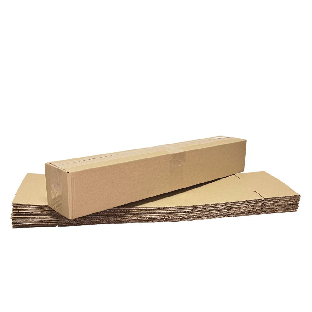 Long Slotted Brown Shipping Boxes 600 x 100 x 100mm – Perfect for Mailing and Storage