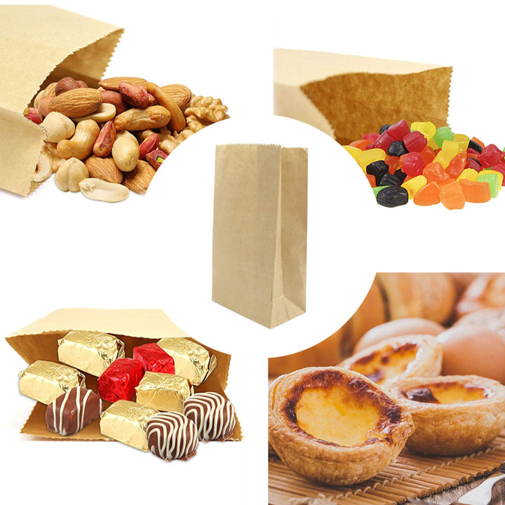 17 x 9 x 5.5cm Mini Brown Kraft Paper Bags | Take Away Food, Lolly, Grocery, Buffet, Craft, Gift, Market Bag