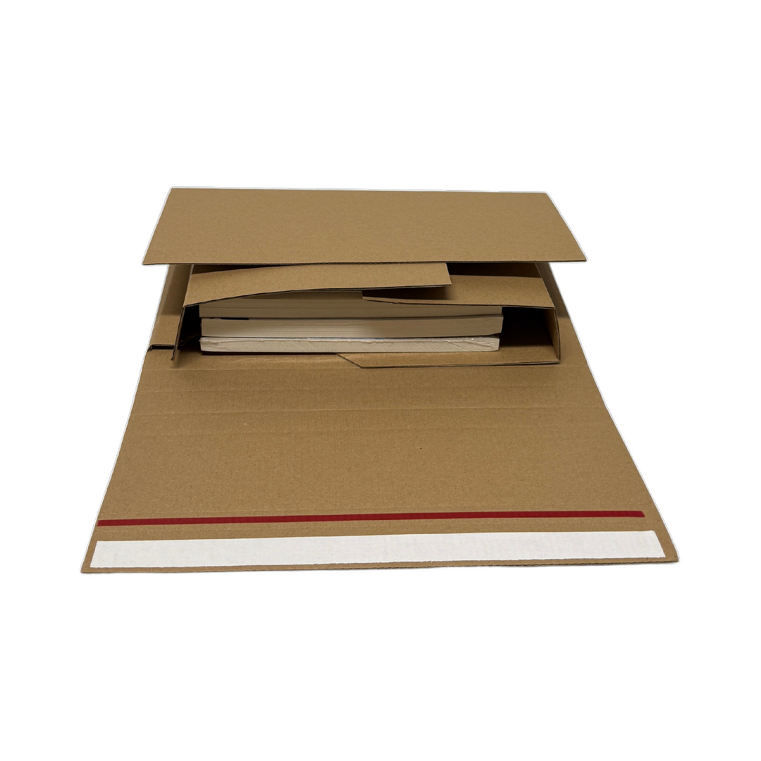 307 x 245 x 75mm Corrugated Book Wrap Mailer | Adjustable Depth, Peel & Seal, Recyclable