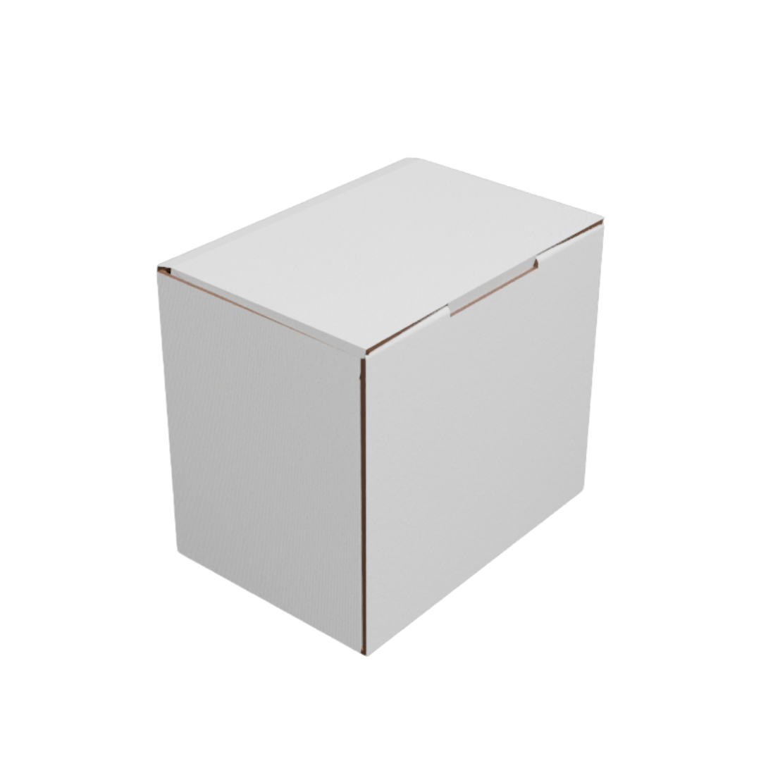 115 x 80 x 100mm White Corrugated Die Cut Mailing Box | Self-Locking, Flat-Pack, Eco-Friendly