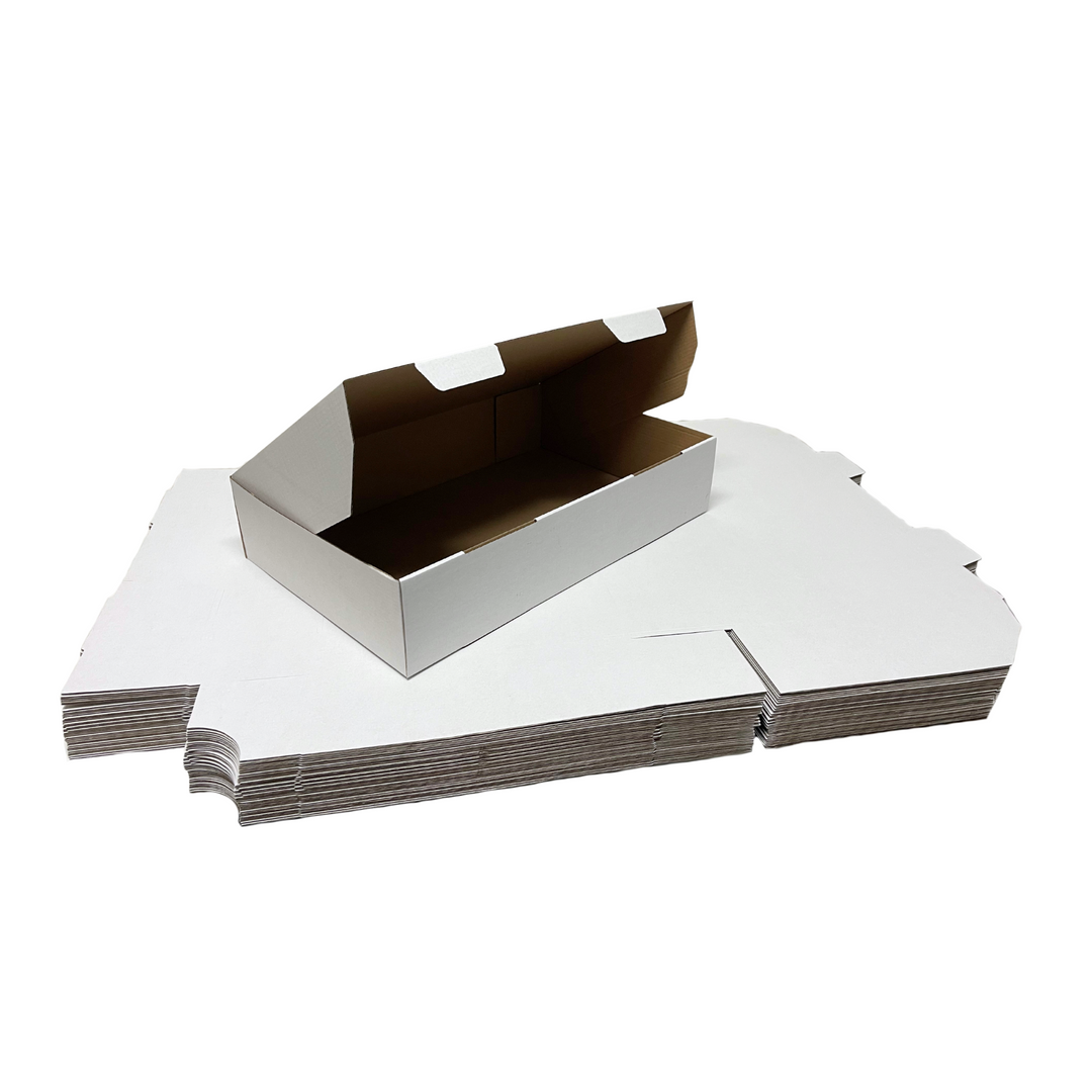 440 x 360 x 80mm White Corrugated Die Cut Mailing Box | Self-Locking, Flat-Pack, Eco-Friendly