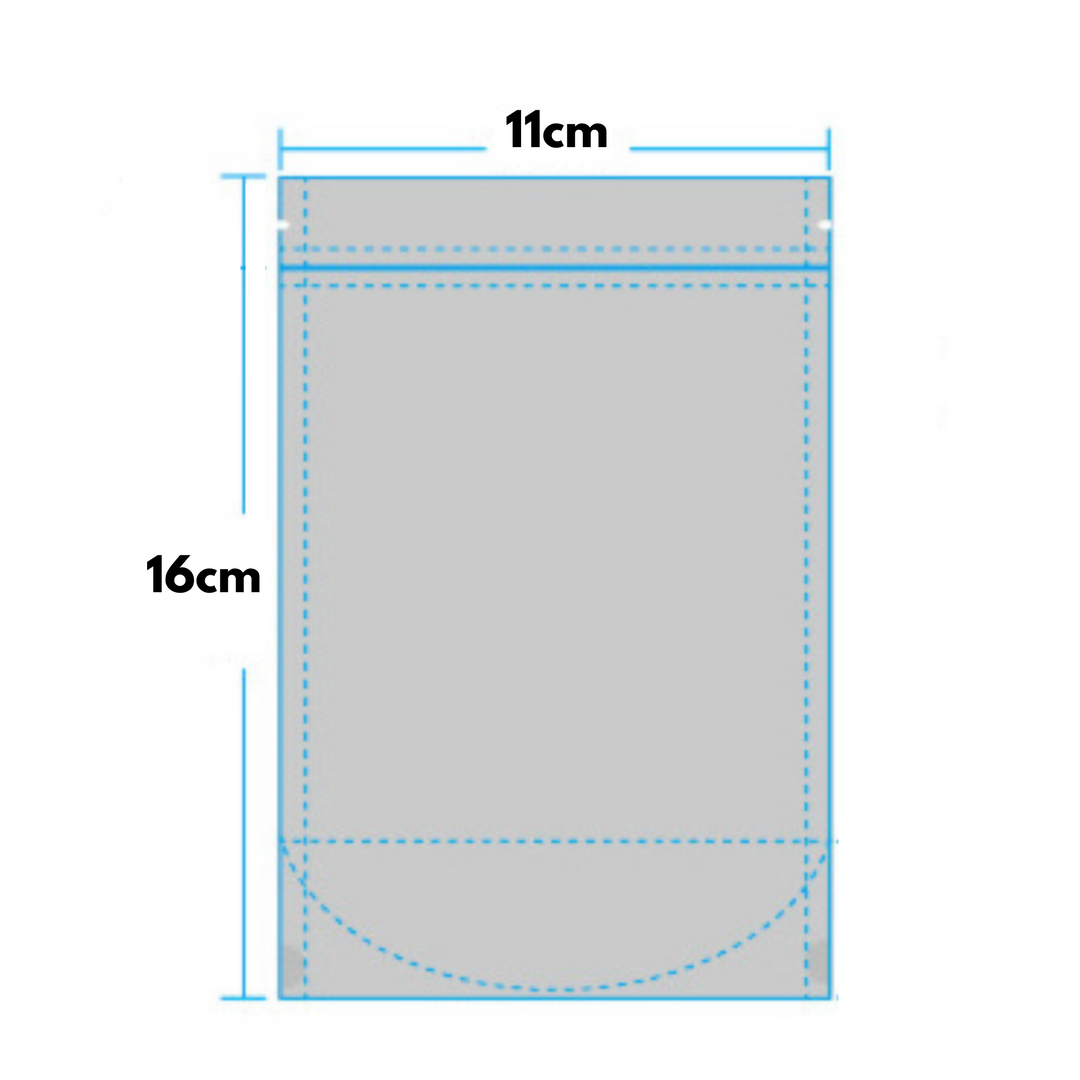 Premium 110 x 160mm + 30mm Stand Up Double Aluminium Foil Zip Lock Bags