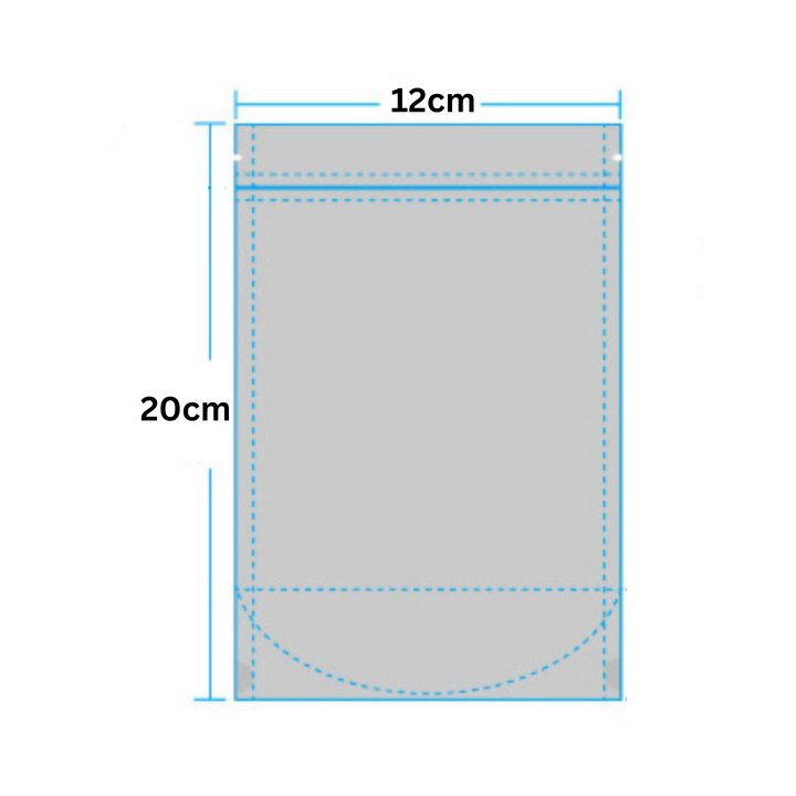 Premium 120 x 200mm + 40mm Resealable Zip Lock Stand Up White Kraft Paper Bag