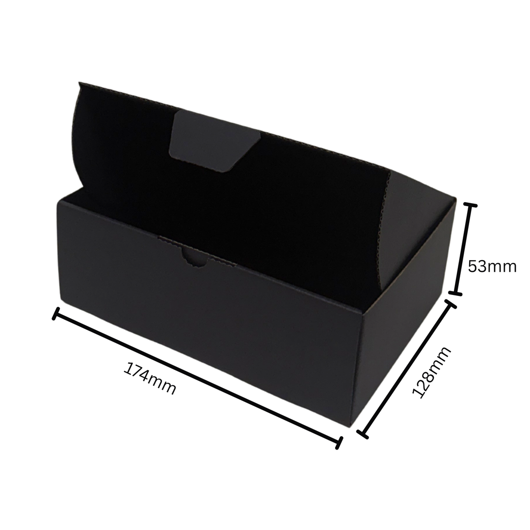 174 × 128 × 53mm Full Black Die Cut Mailing Shipping Packing Cardboard Boxes