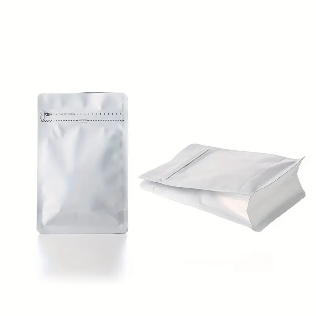 90 x 180 + 50mm White Coffee Ziplock Bag – Airtight, Stylish, and Durable Coffee Storage