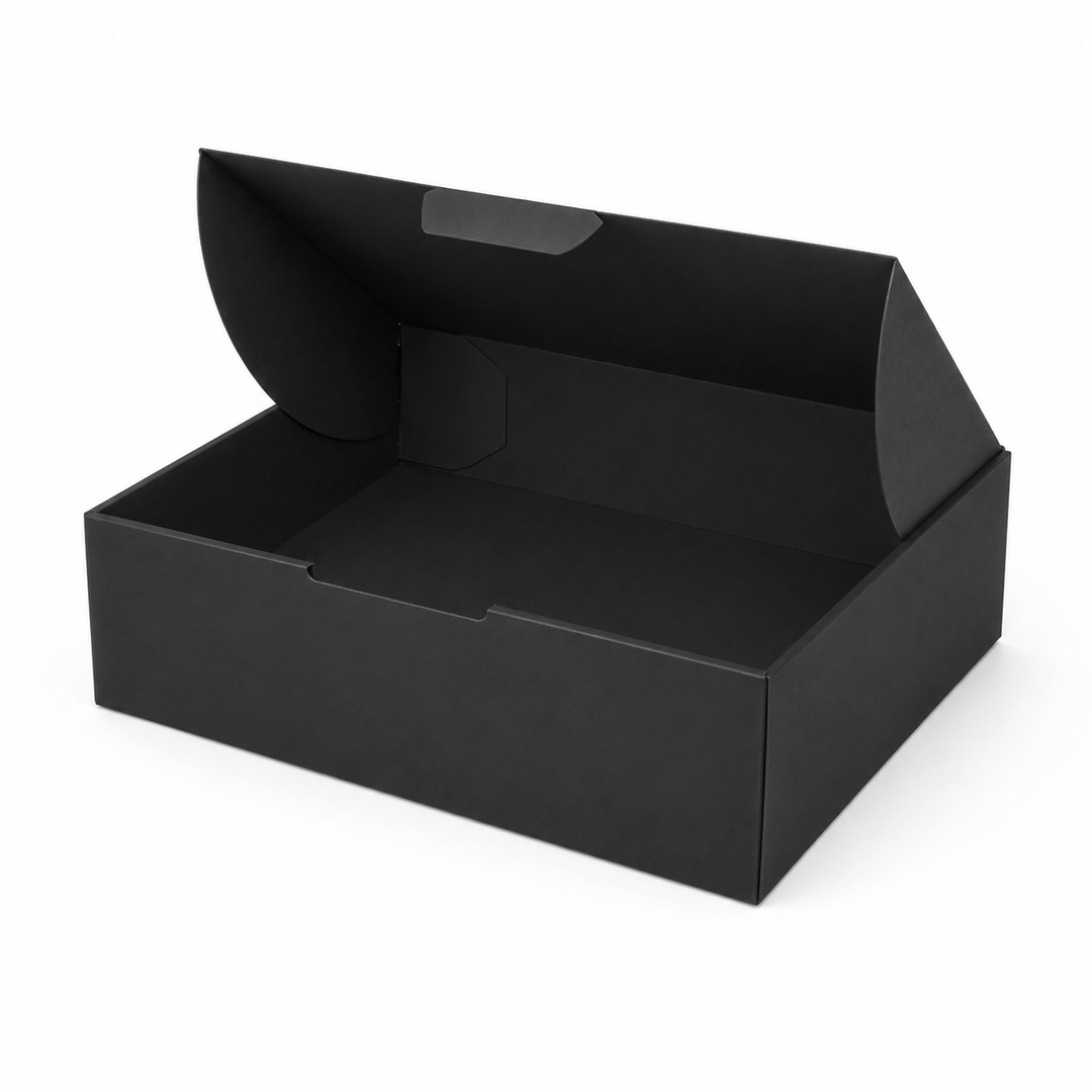 320 x 240 x 160 mm Full Black Die Cut Mailing Shipping Packing Cardboard Boxes