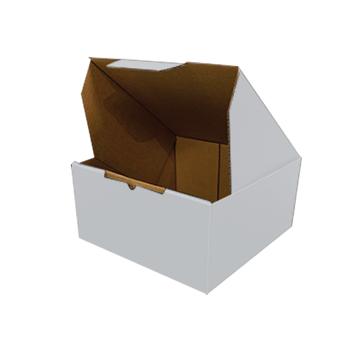 210 x 205 x 55mm White Corrugated Die Cut Mailing Box | Self-Locking, Flat-Pack, Eco-Friendly