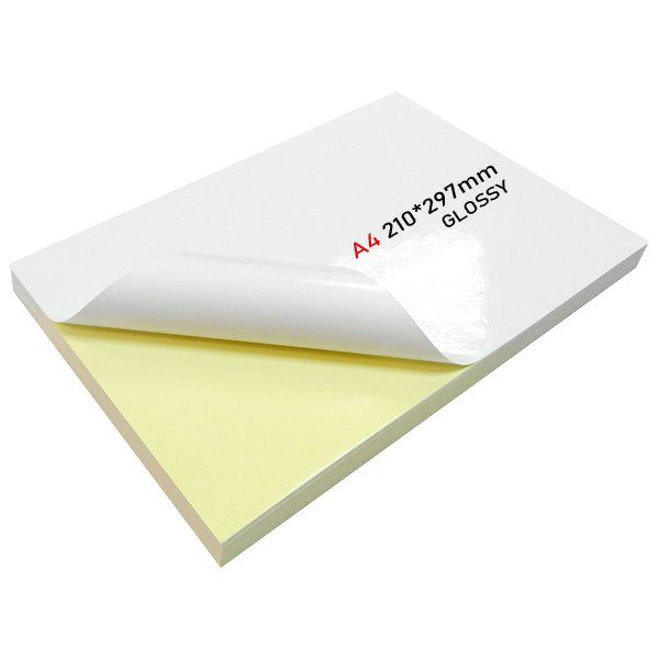 A4 White Glossy Self-Adhesive Sticker Paper: Ideal for Laser & Inkjet Printers