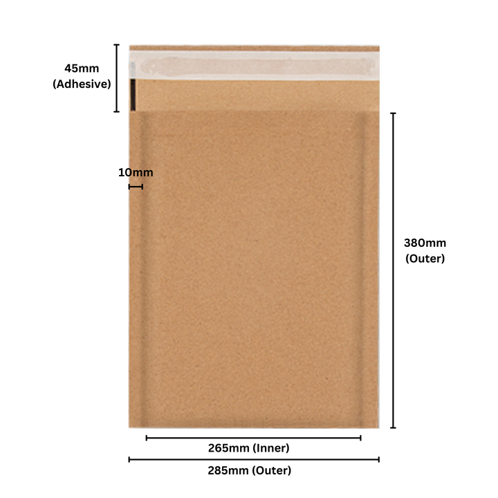 265 x 380mm + 45mm Honeycomb Compostable Paper Padded Mailers for Sustainable Shipping
