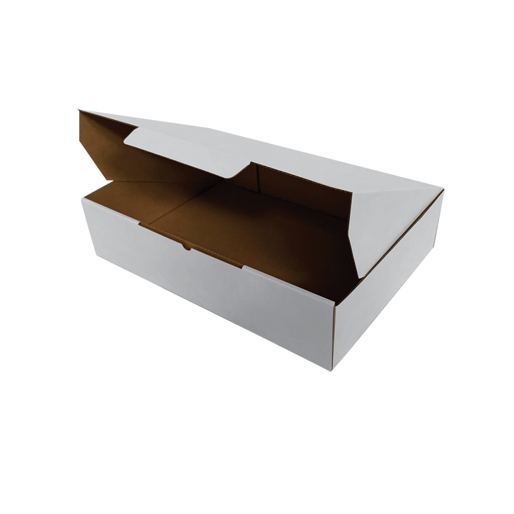 340 x 215 x 75mm White Corrugated Die Cut Mailing Box | Self-Locking, Flat-Pack, Eco-Friendly