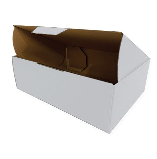 440 x 360 x 80mm White Corrugated Die Cut Mailing Box | Self-Locking, Flat-Pack, Eco-Friendly