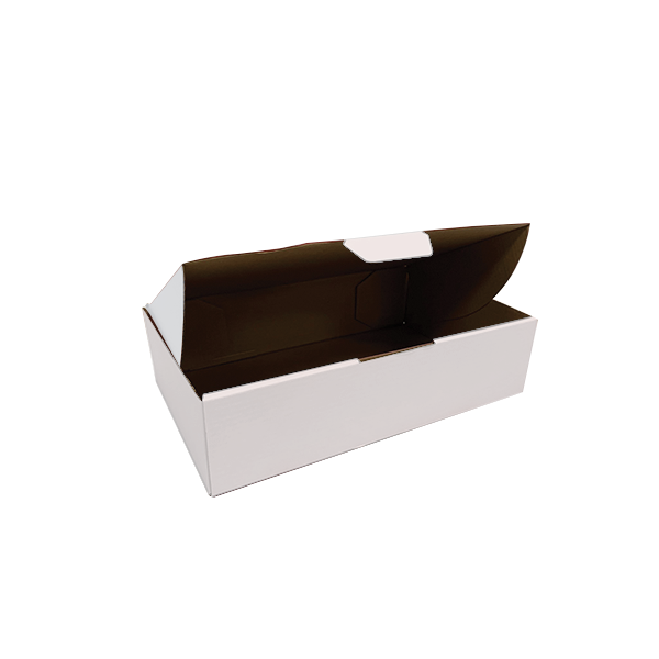 270 x 200 x 60mm White Corrugated Die Cut Mailing Box | Self-Locking, Flat-Pack, Eco-Friendly