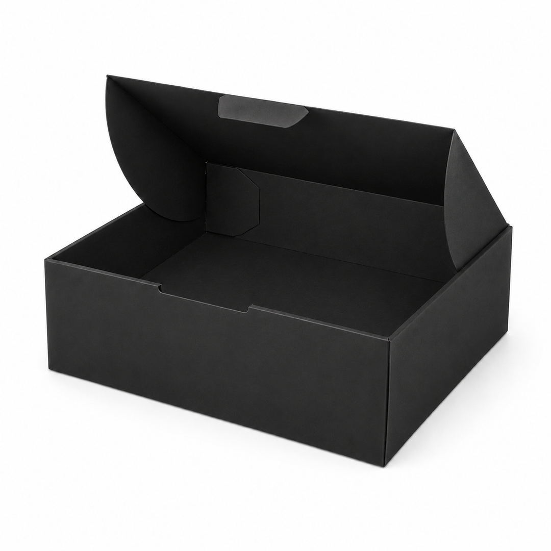 270 x 200 x 95 mm Full Black Die Cut Mailing Shipping Packing Cardboard Boxes