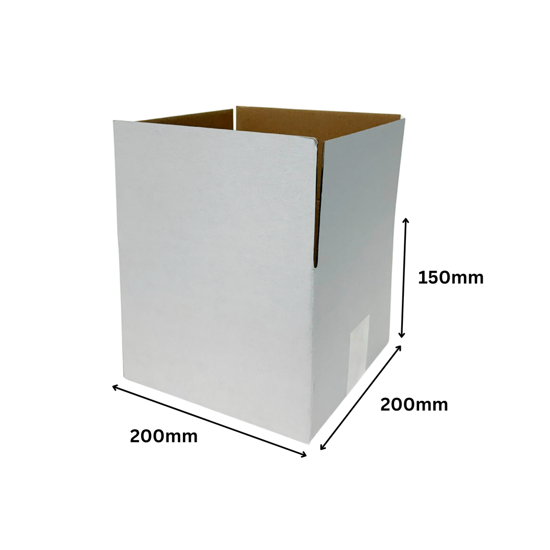 200 x 200 x 150mm Regular Mailing Slotted Shipping Packing Cardboard Boxes White