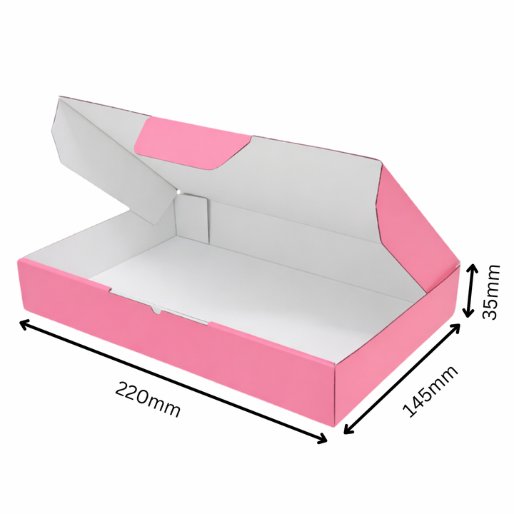 Pink Mailing Boxes 220 x 145 x 35mm with White Interior