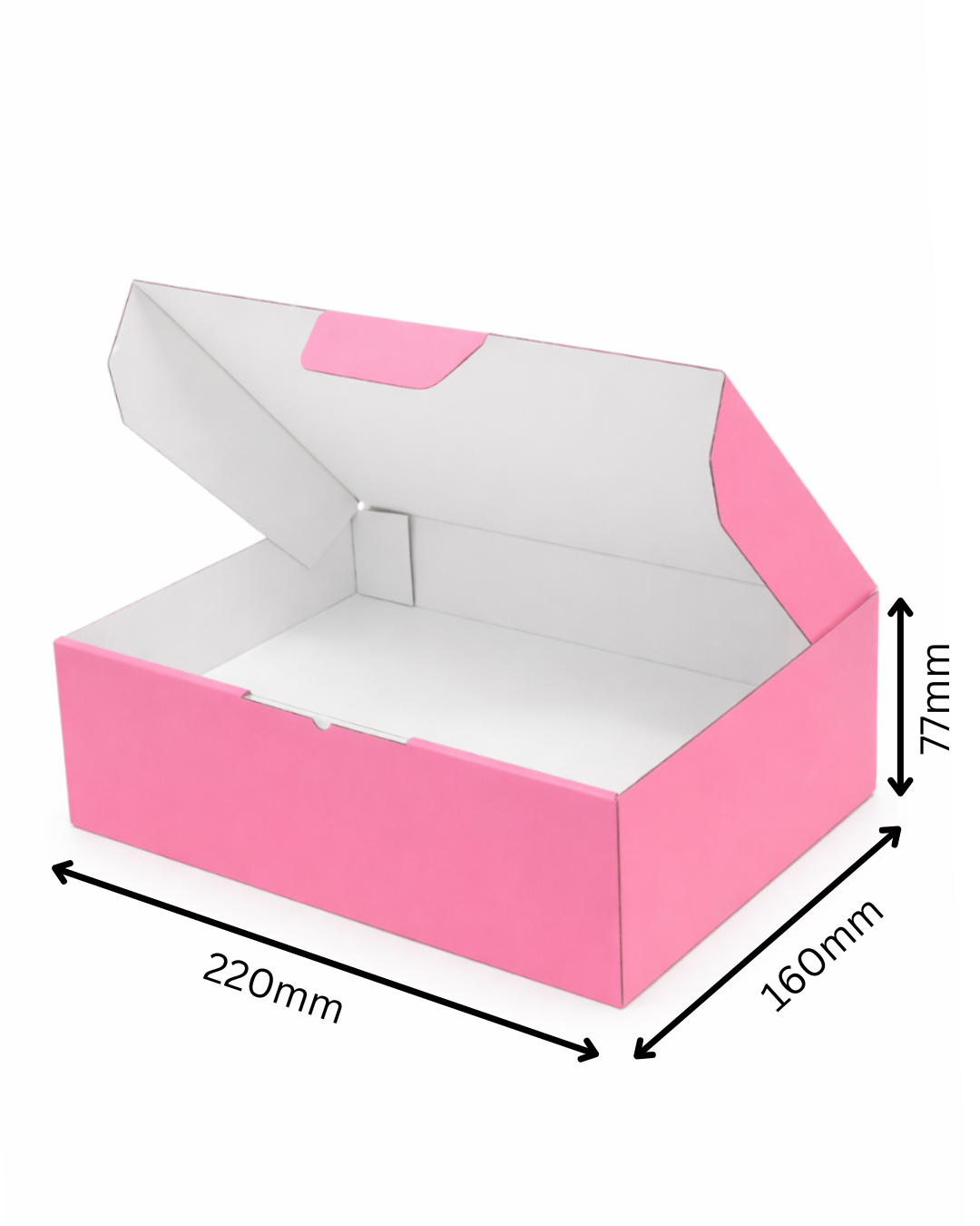 Pink Mailing Boxes 220 x 160 x 77mm with White Interior