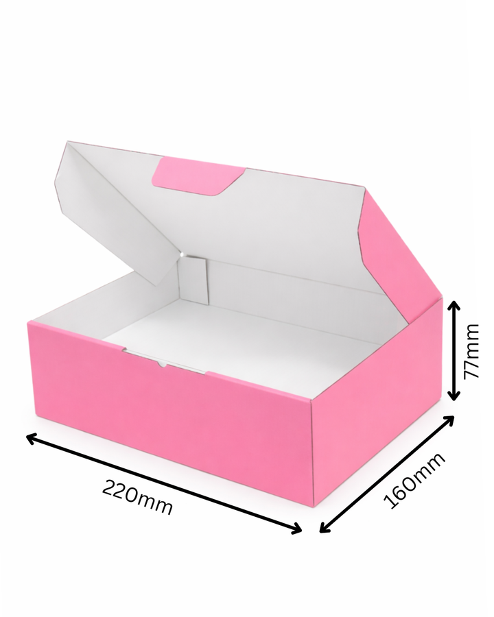 Pink Mailing Boxes 220 x 160 x 77mm with White Interior
