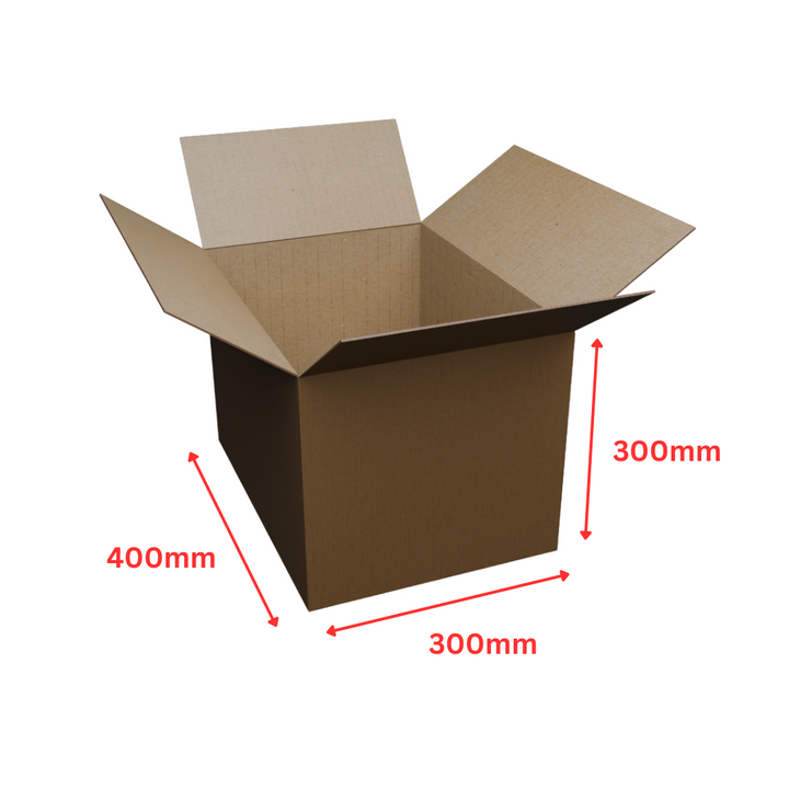 400 x 300 x 300mm Brown Corrugated Slotted Box | B Flute, Durable, Flat-Pack, Recyclable Shipping Carton