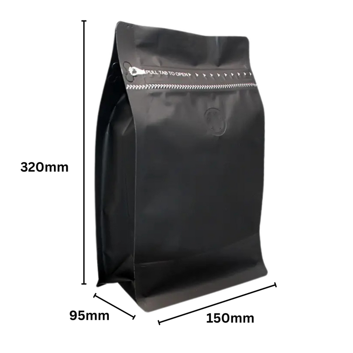 150 x 320 + 95mm Black Coffee Ziplock Bag – Airtight, Stylish, and Durable Coffee Storage