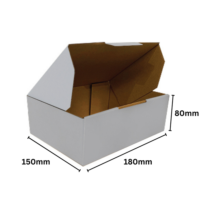 180 x 150 x 80mm Die Cut Mailing Shipping Packing Cardboard Boxes White