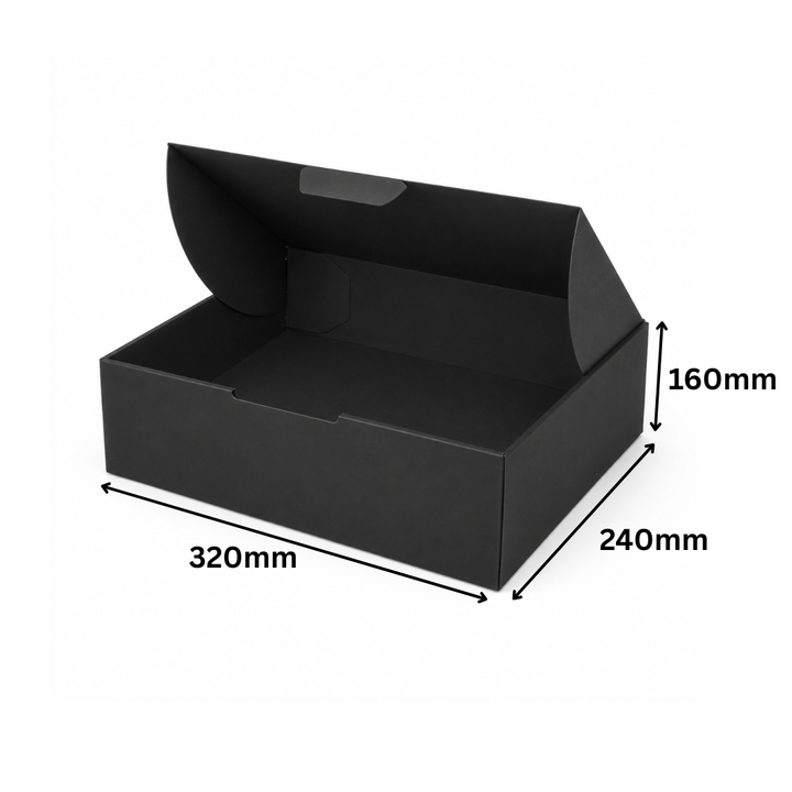 320 x 240 x 160 mm Full Black Die Cut Mailing Shipping Packing Cardboard Boxes