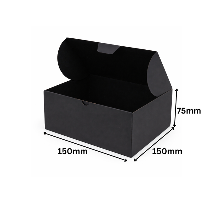 150 × 150 × 75mm Full Black Die Cut Mailing Shipping Packing Cardboard Boxes