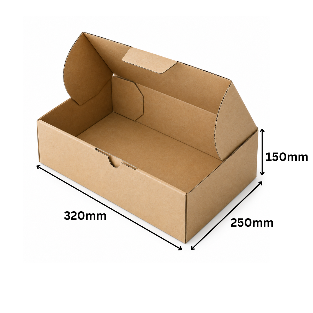 320 x 250 x 150mm Heavy Duty Brown Corrugated Die Cut Mailing Box
