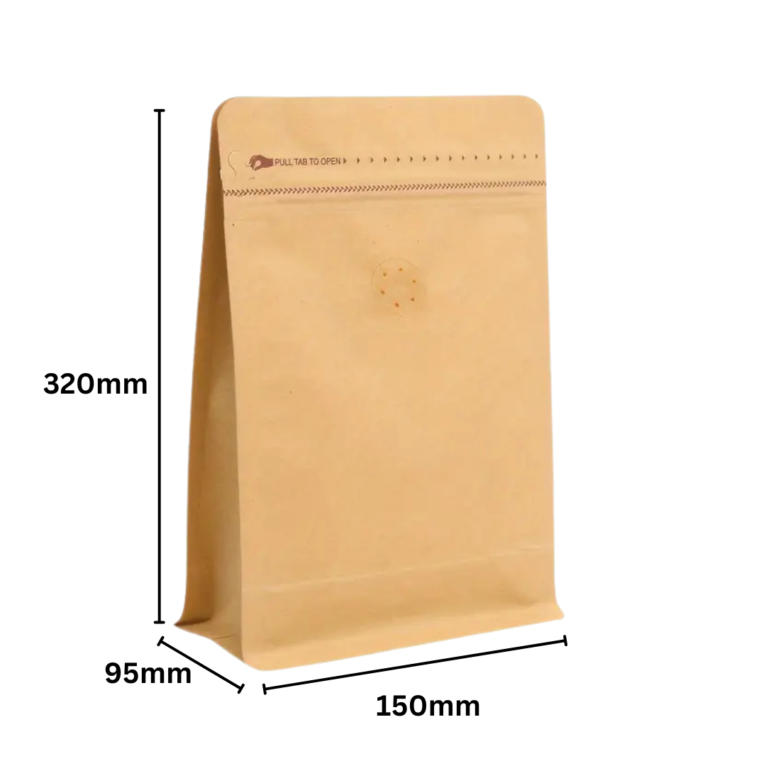 150 x 320 + 95mm Craft Brown Coffee Ziplock Bag – Airtight, Stylish, and Durable Coffee Storage